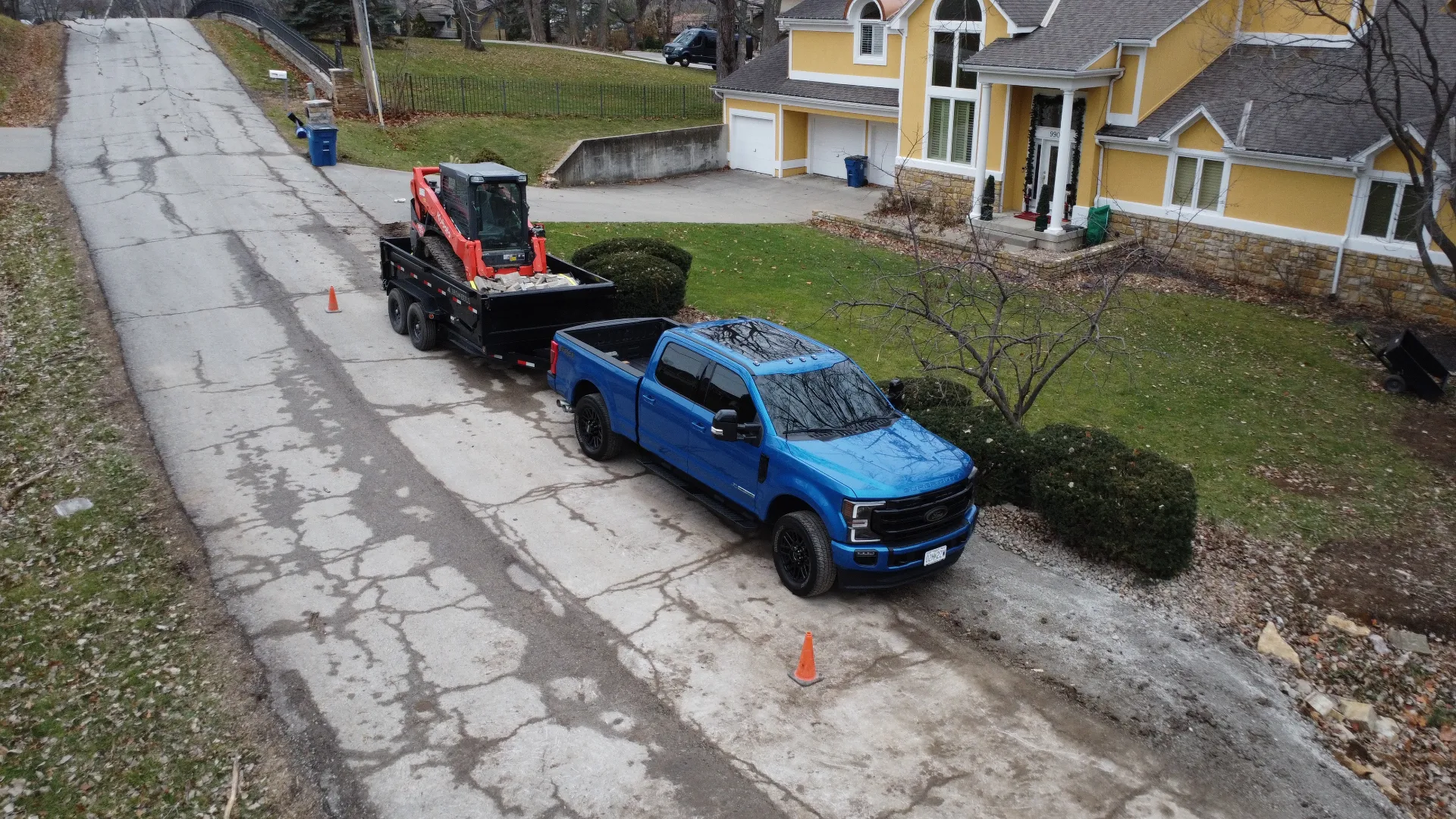Juke KC landscaping equipment - truck, trailer, and machine