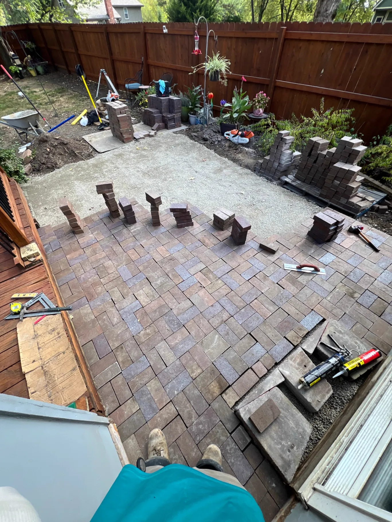 Clay Brick Patio & Custom Built Steps (In Progress)