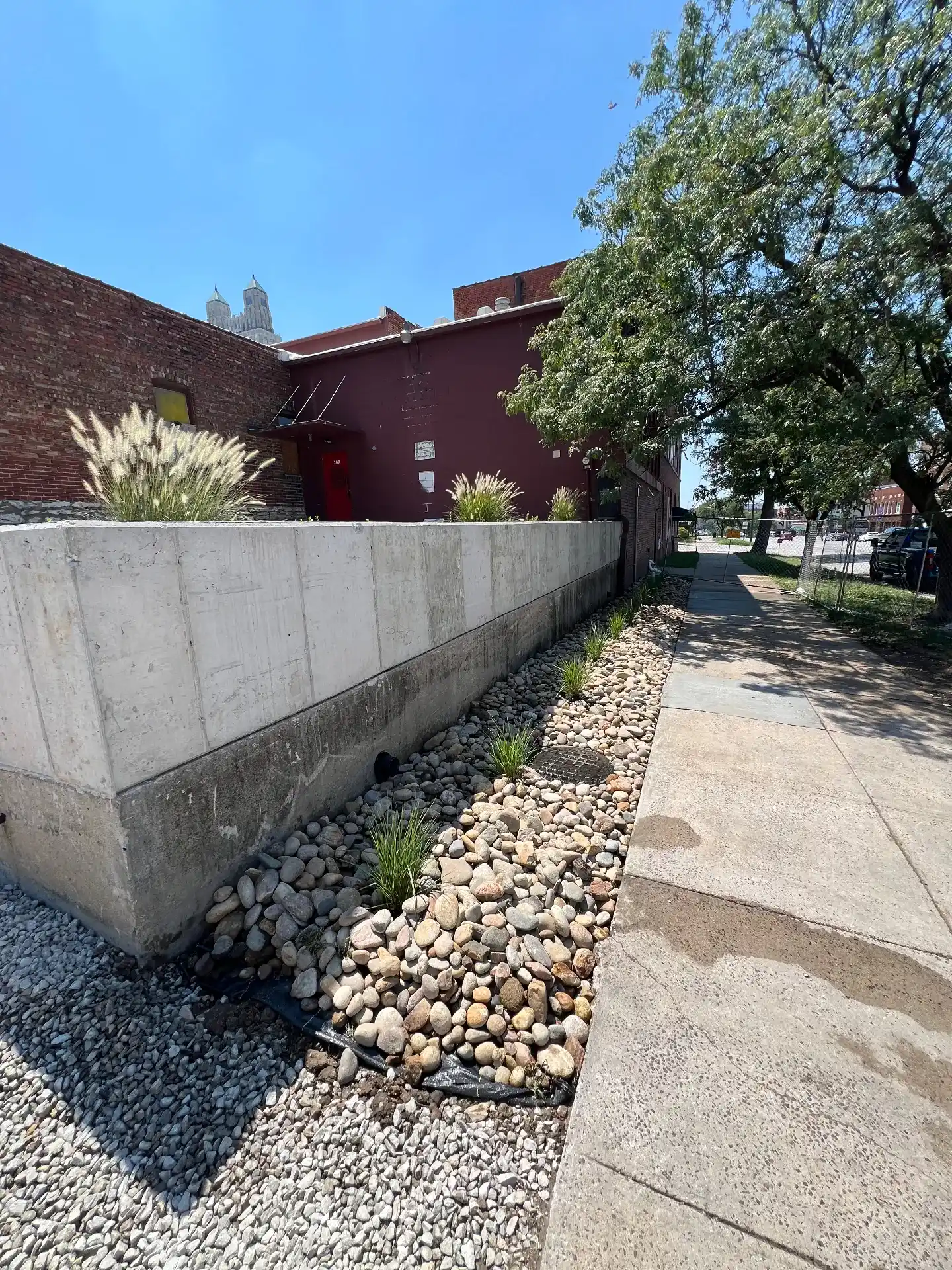 Commercial Landscaping with Decorative River Rock